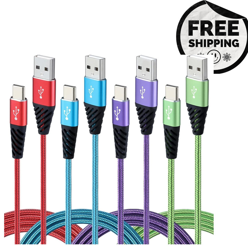 Type C Charger Cable 10FT 1/4-Pack Fast Charging Cord USB A to USB C Cell Phone