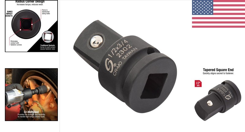 1/2" Drive Impact Adapter Cr-Mo Steel Tapered Square End Meets ANSI Standards gallery