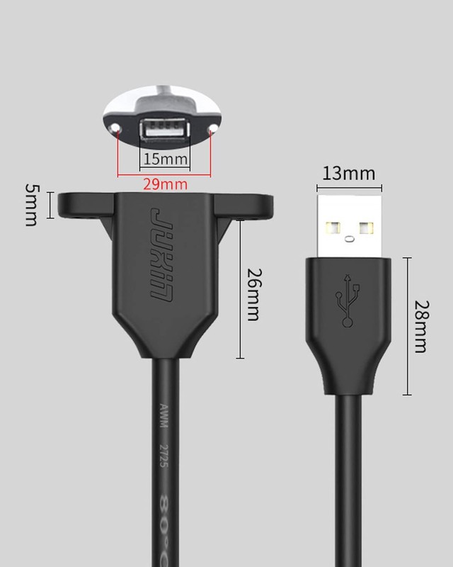 2 PCS 1.5ft USB 2.0 Male To Female Extension Cable Panel Mount Extender Cord gallery
