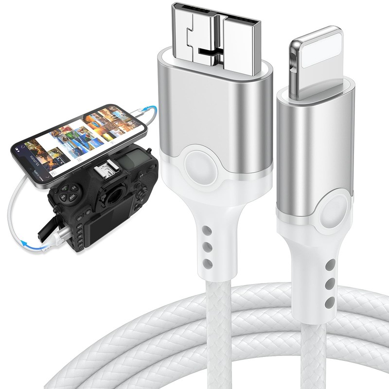 for Lightning to Micro B USB 3.0 Camera Adapter Cable MFi Certified for iPhon…