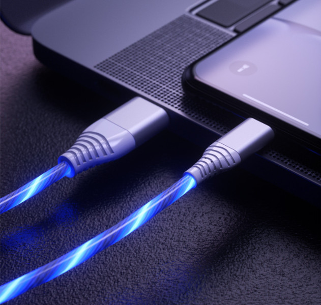 1M LED Flowing Light Up USB Charging Cable For iPhone 14 13 12 Pro Samsung S22 gallery