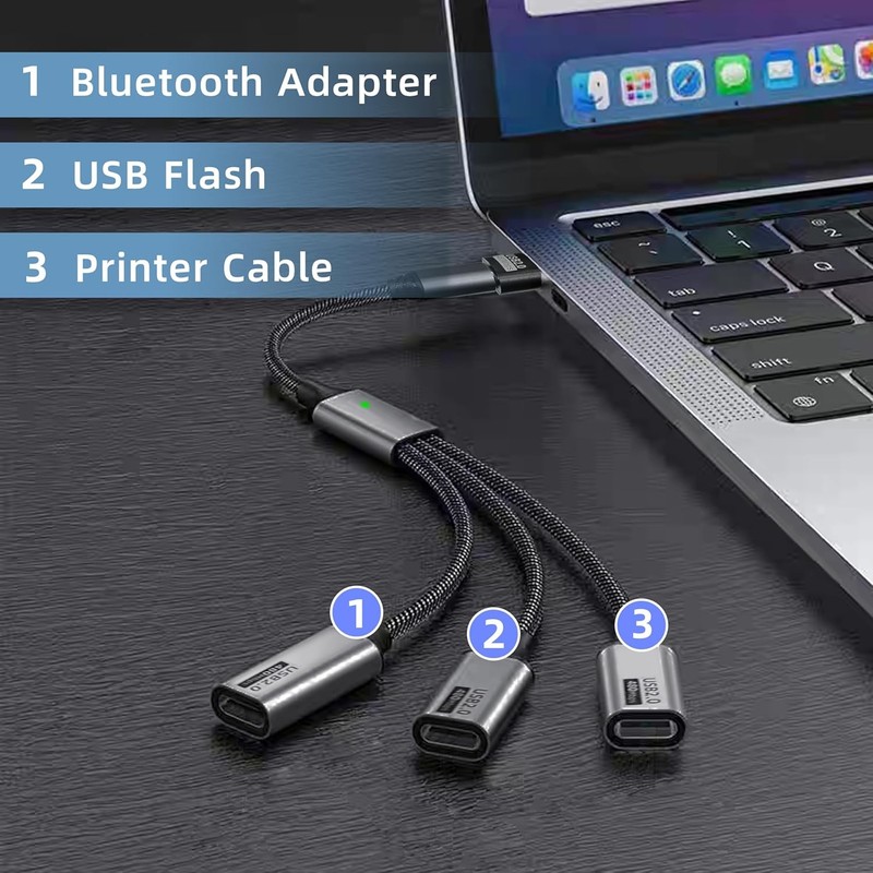 USB C Splitter 1 in 3 USB-C Out, USB Type C Splitter, USBC Male to Multi Type C gallery