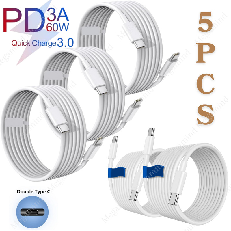 5X 60W USB-C Type C Cable PD Fast Charger Cord For Samsung iPhone 15 16 17 Pro
