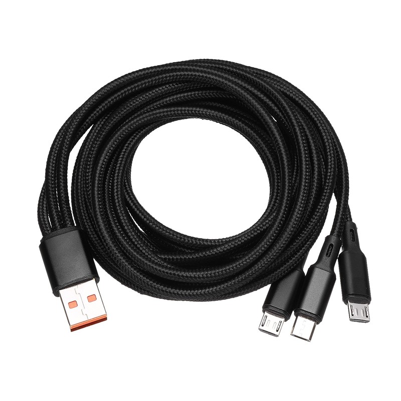 Multi USB A to 3 Micro USB 1 in 3 Out Cable 47″, Black