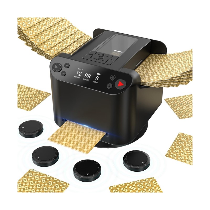 Automatic Card Shuffler and Dealer with 4 Drawing remotes,3-in-1 Card Shuffle…