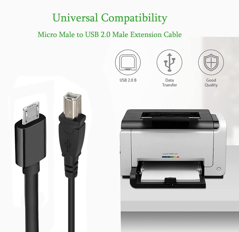 Micro USB to Printer Cable,2PCS Micro USB 5pin Male to USB Type B Data and Ch... gallery