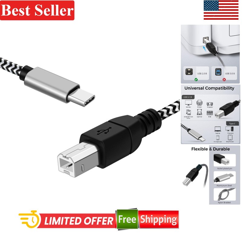 USB B to USB C Cable 3.3 Ft High-Speed Data Transfer Compatible With Printer …