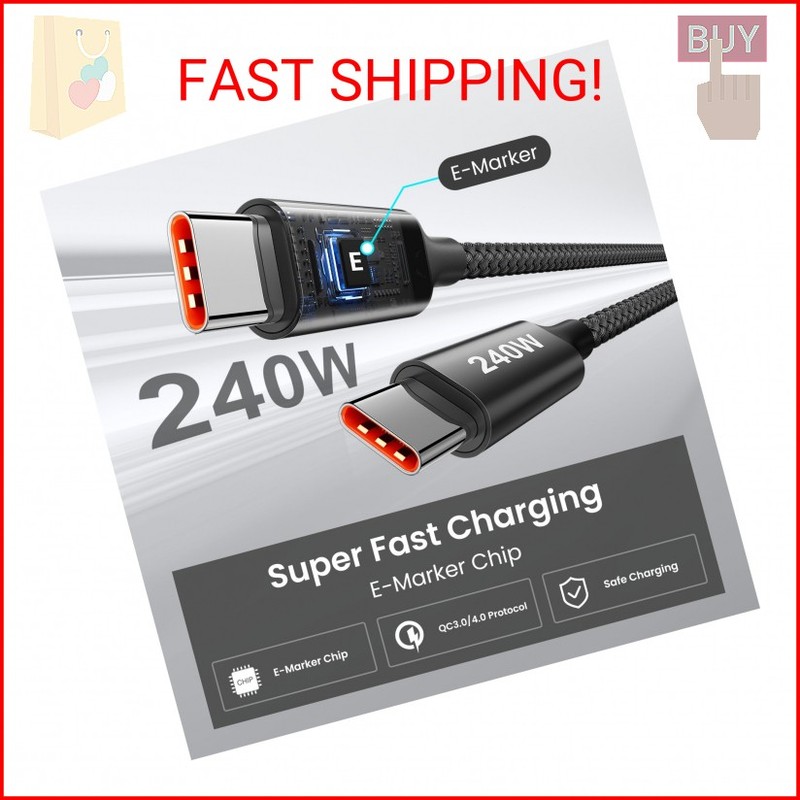 etguuds 240W USB C to USB C Cable 10ft, 2-Pack C to C Cable Fast Charging, Type gallery