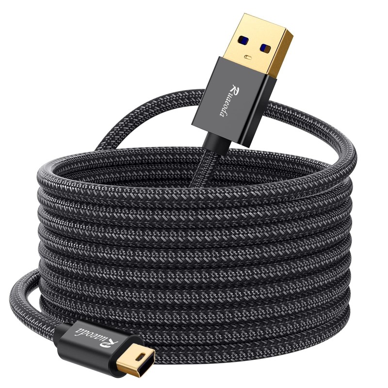 25ft Mini USB Cable 2.0 Type A to Mini 5 Pin B, Compatible with GoPro, PS3, Cell gallery