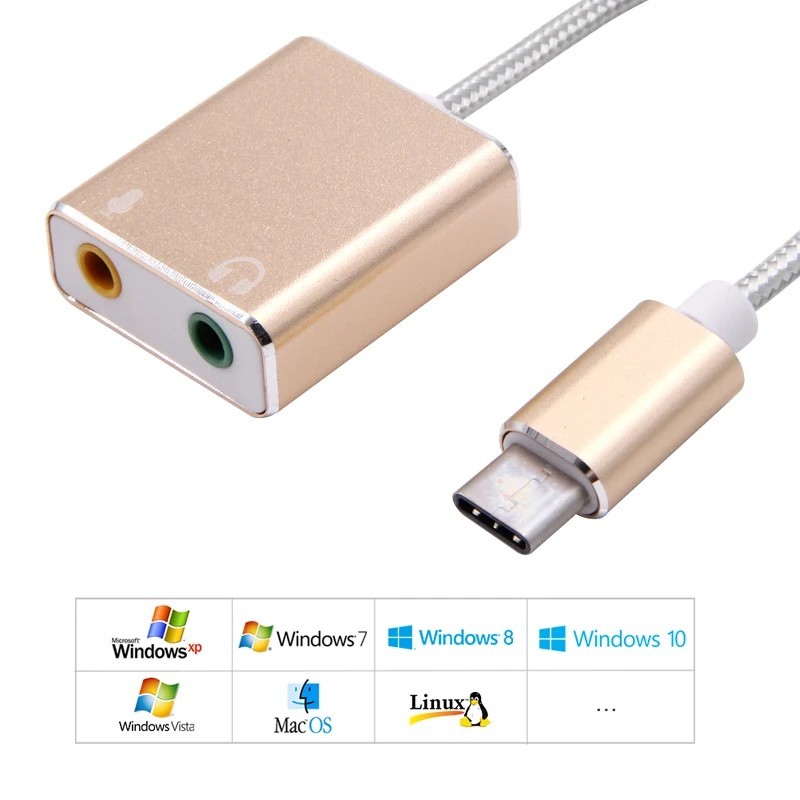 USB Type-C External Sound Card 7.1 Cable Stereo Audio Mic Adapter Charger for PC gallery
