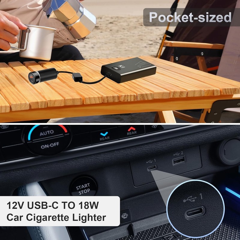 USB C to 12V Adapter, USB C to 12V Cigarette Lighter Adapter Type C Male to 12V gallery
