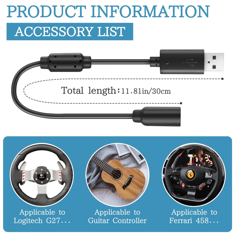 Usb Breakaway Cable Replacement for Xbox 360 Controller and Racing Wheels gallery
