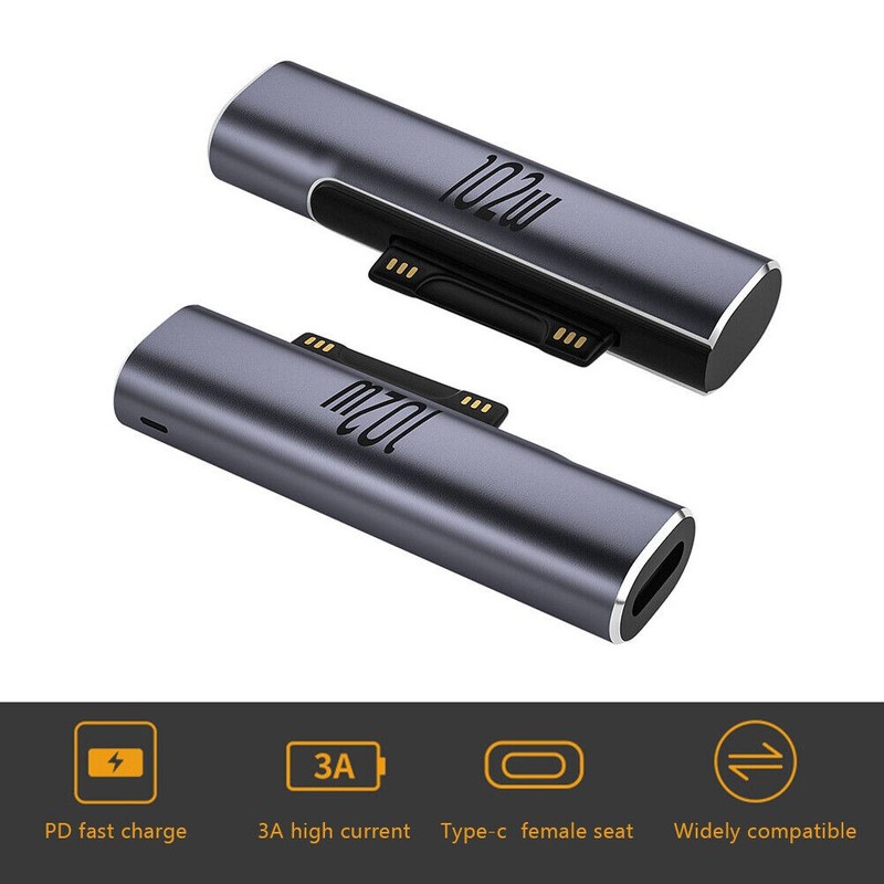Type C PD Fast Charging Converter Charger Adapter For Microsoft Surface Black gallery