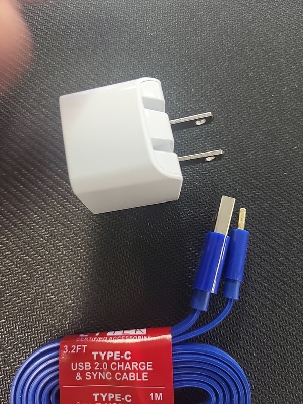 Intertek USB Wall Charger Single Port 5V/2.1A And Type C 3.2 FT CABLE Blue gallery