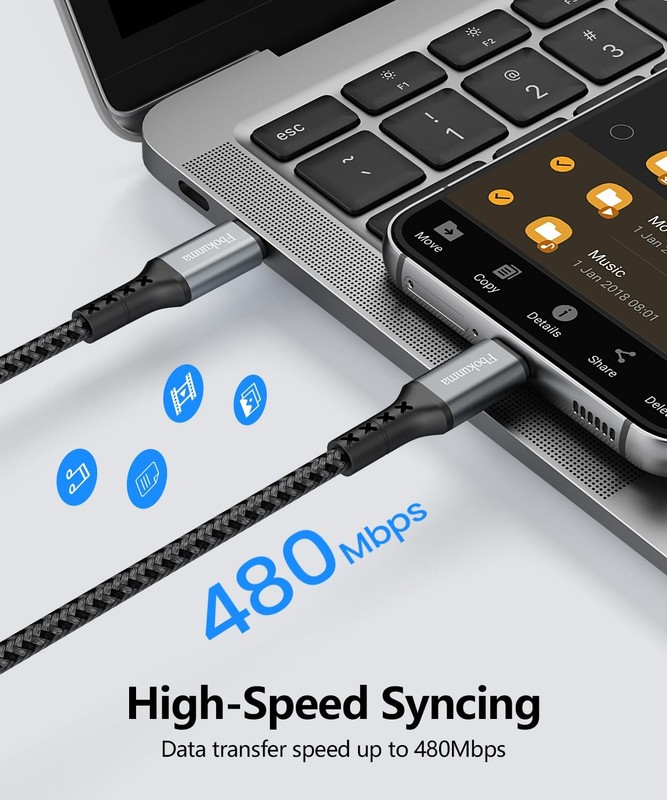 Fbokunma Short USB C to USB C Cable 1.5FT 2Pack, 60W Fast Charging Type C Cha... gallery