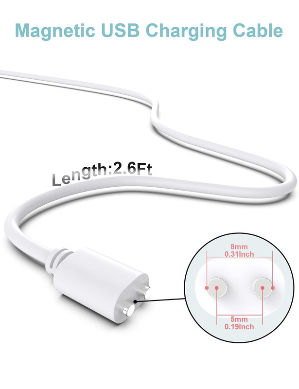2.6Ft Magnetic USB DC Charger Cable Replacement Charging Cord - White(5Mm/0.2In) gallery