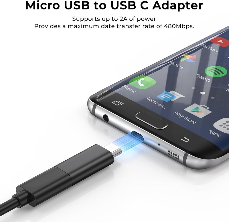 2 Pack Micro USB to USB C Adapter - Fast Data Transfer, Universal Fit gallery