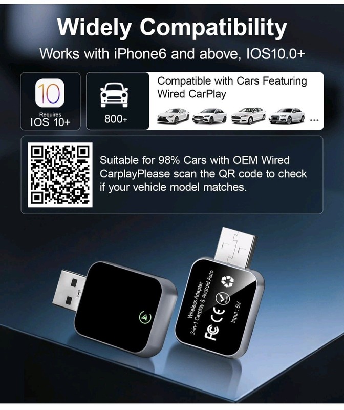 2026 Wireless CarPlay Adapter for iPhone No Audio Lag 5s Auto-Connect Conversion gallery