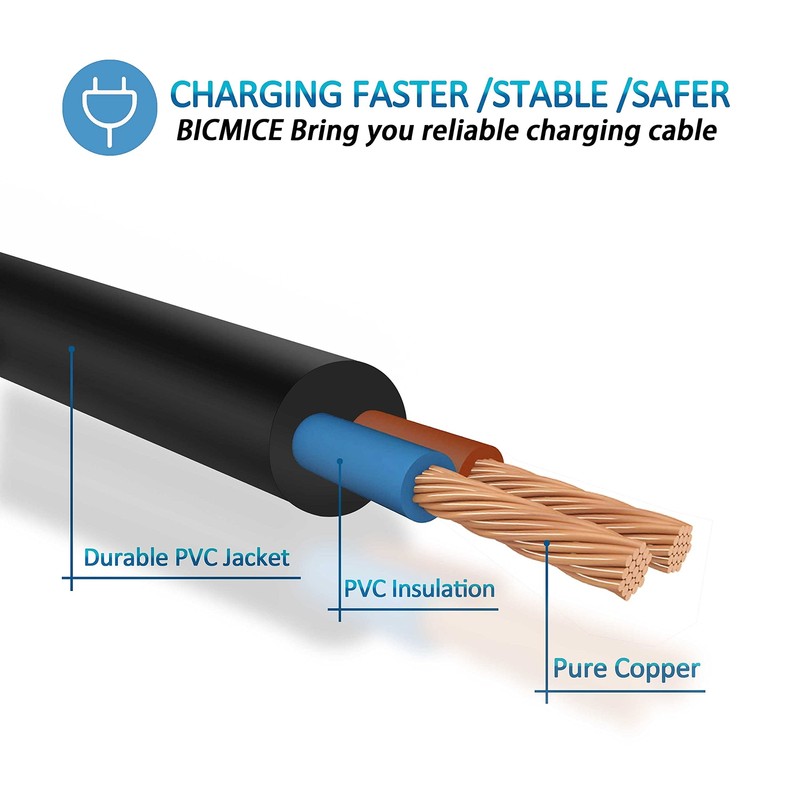 Bicmice 2.7Ft DC Charger Fast DC Charging Cable USB to DC 2.5mm Replacement C... gallery