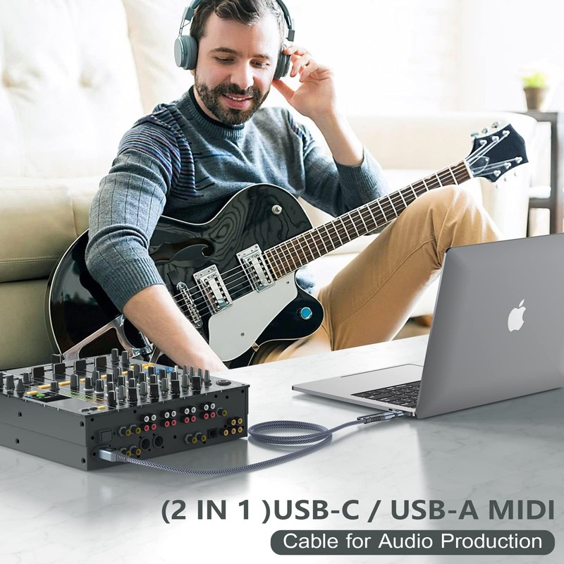 Printer Cable 2-in-1 USB-A/C to USB-B Cable 10FT, USB C MIDI Cable Braided Hi... gallery