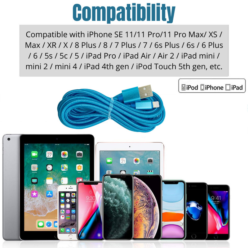 Fast Charger USB Cable 10FT For iPhone 5 6 7 8 Plus X XR Xs Max 11 12 13 14 Pro gallery