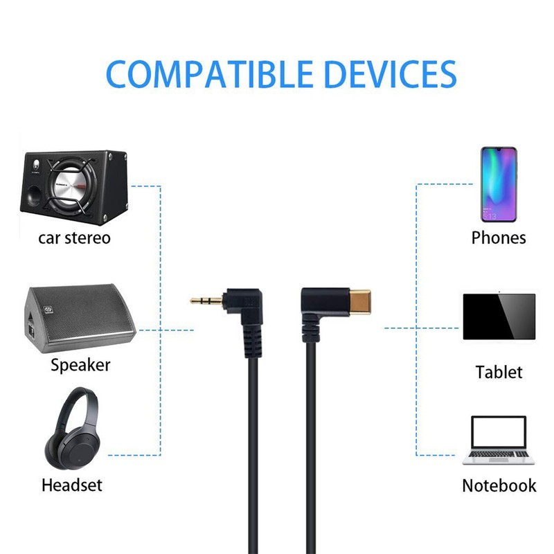 Right Angle USB Type C 3.1 Male to 3.5mm Male Car Aux Audio Cable f Google Pixel gallery