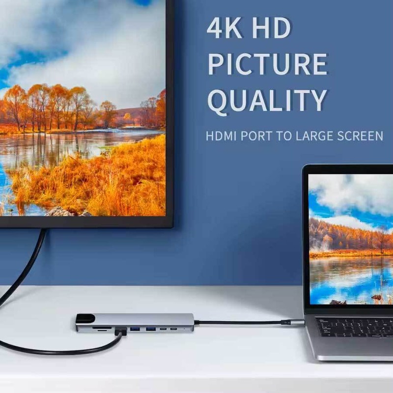 HDMI TV Adapter 8-in-1 USB-C Hub RJ45 Ethernet Port TYPE-C PD for Tablets gallery