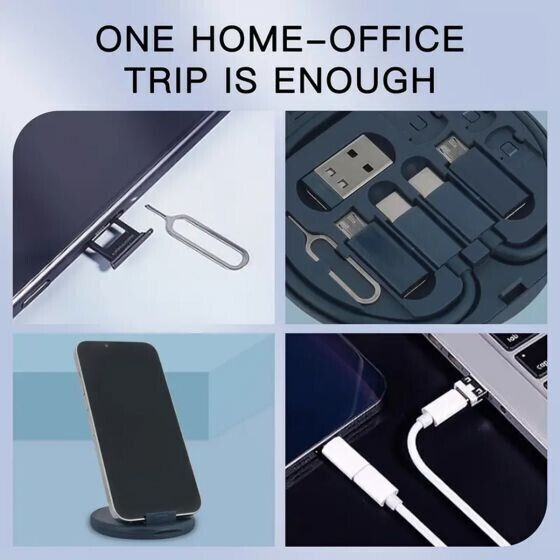 Multi USB Charging Adapter Cable Kit - Data Transfer & Card Storage Blue gallery