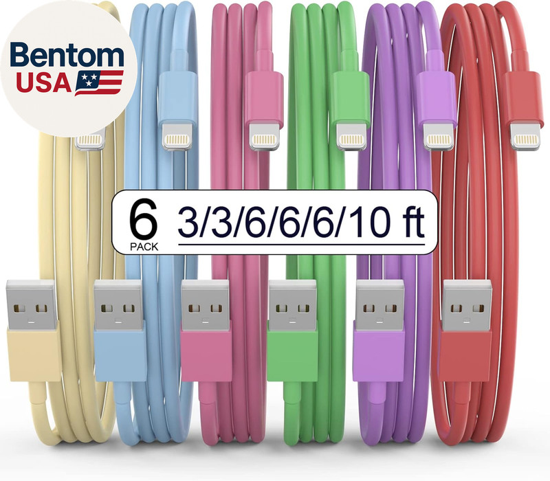 [Apple Mfi Certified] Iphone Charger, 6Pack(3/3/6/6/6/10 FT) Lightning Cable App
