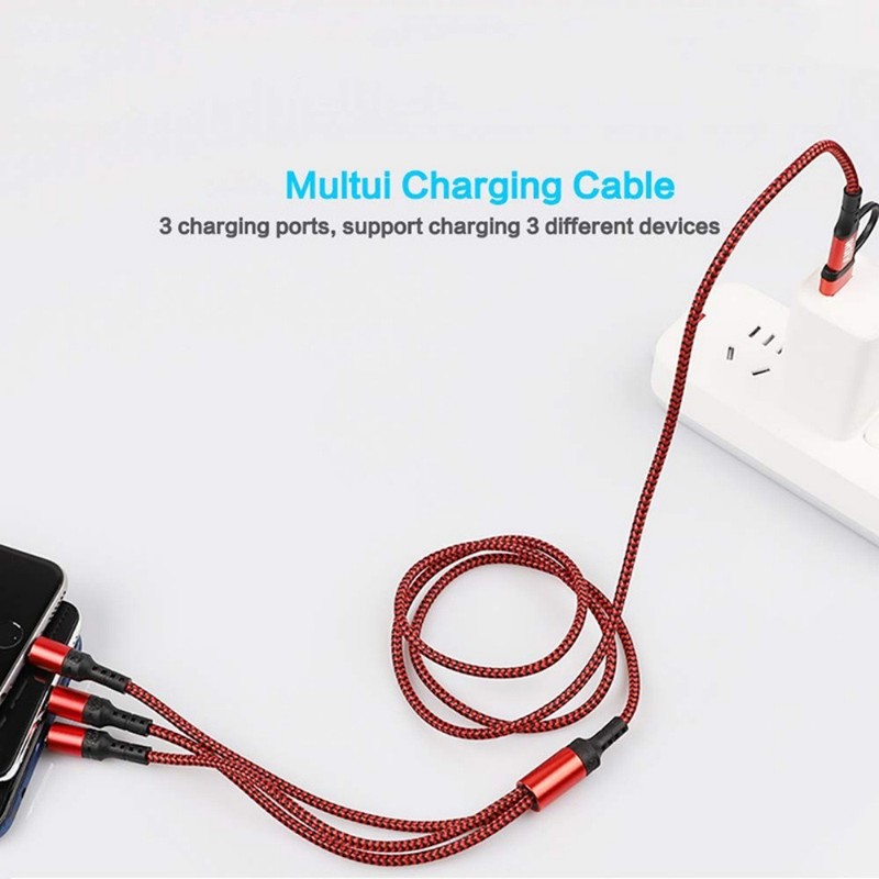3in1 Fast Charging Cable Cell Phone Charger Cord for iPhone 17 16 15 14 Samsung gallery