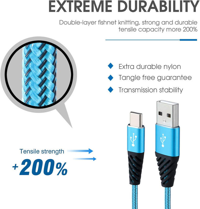 USB C 10FT Type C Charger Cable 4-Pack Fast Charging Cord USB a to USB gallery