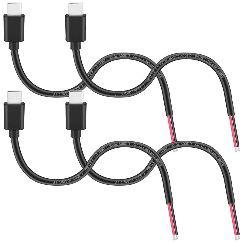 4 PCS USB C Male 2 Pin Bare Cable 11 Inch 20AWG Type C Plug To 2Pin 5V/5A gallery