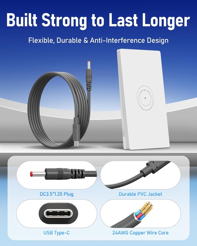 USB-to DC Power Cable for Starlink Mini Router (1M / 3.3ft), Portable PD 9V/2... gallery