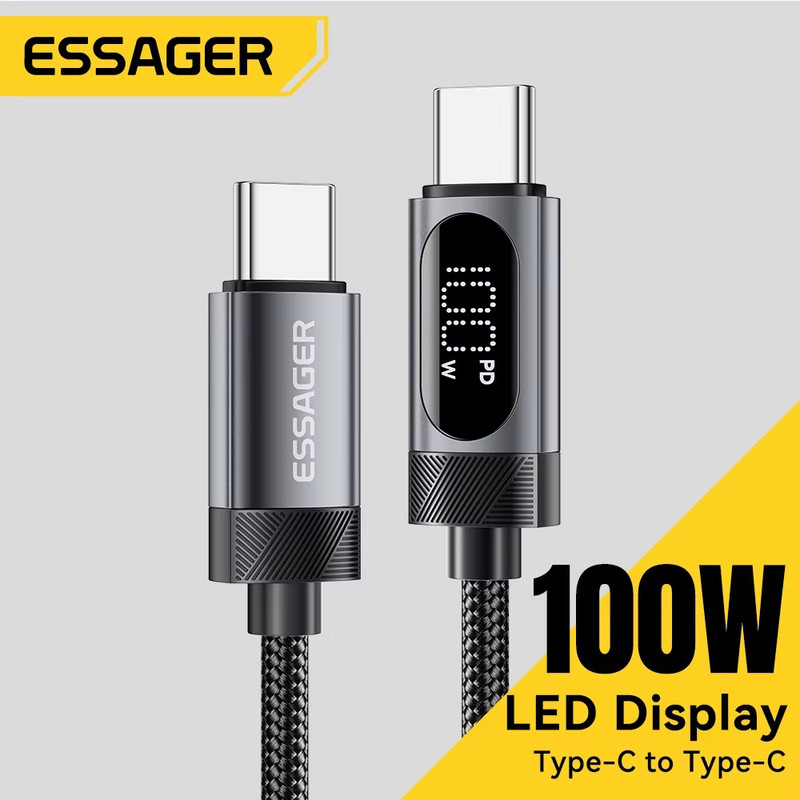 100W 7A USB 3.2 Type C To C Fast Charging Cable Digital Display 6FT/2M Long Lead