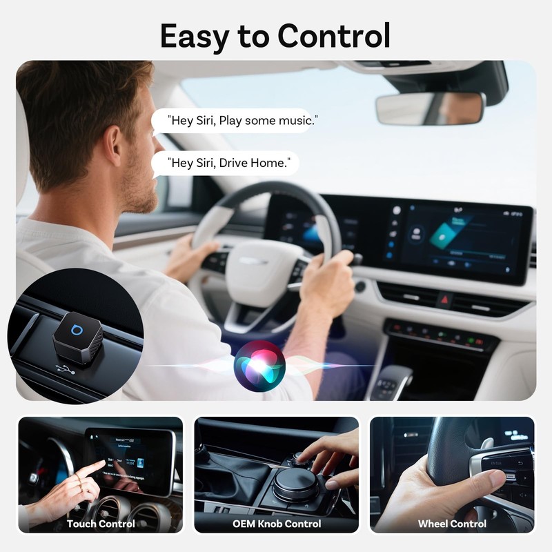 Mini 3.0 (Pot) 2025 2-in-1 Wireless CarPlay/Android Auto Adapter, 5GHz WiFi, ... gallery