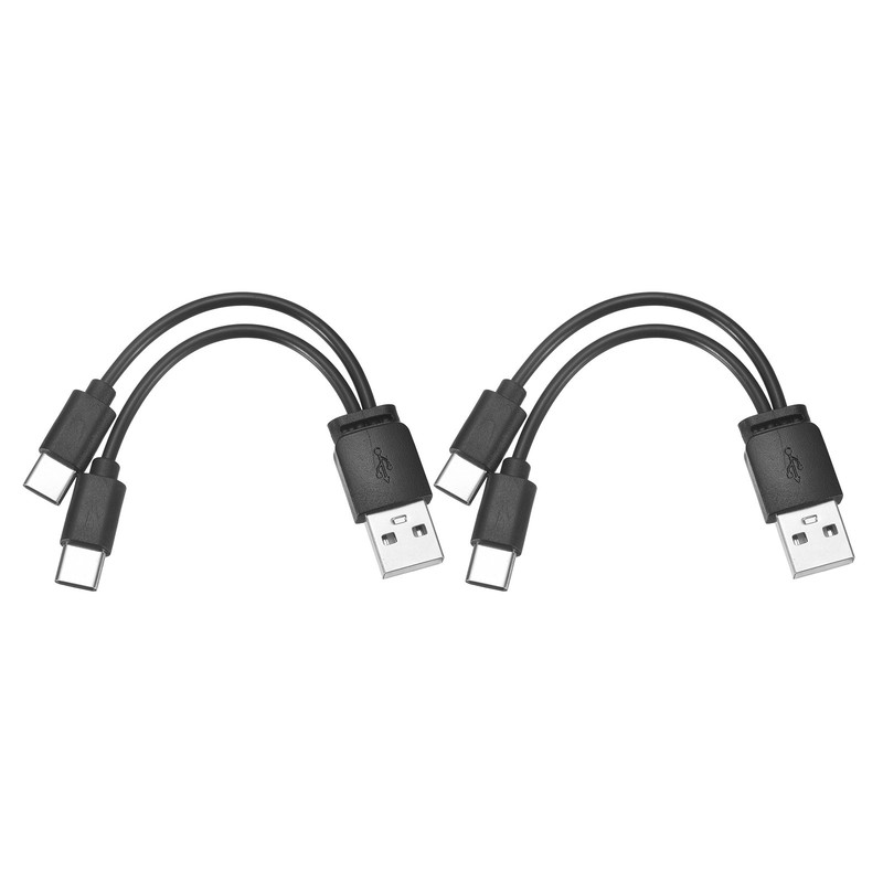 2 Pcs Multi USB A to 2 USB Type C 2 in 1 Splitter 5 Inch, Black