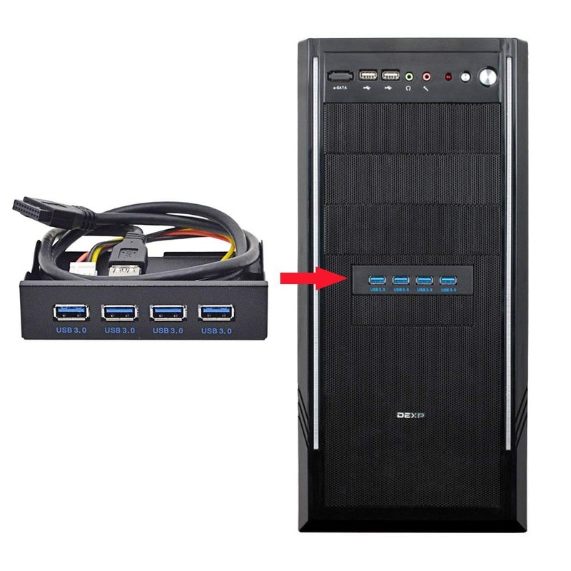 CY USB 3.0 HUB 4 Port Front Panel Motherboard 20Pin Adapter SATA Power 3.5 In gallery