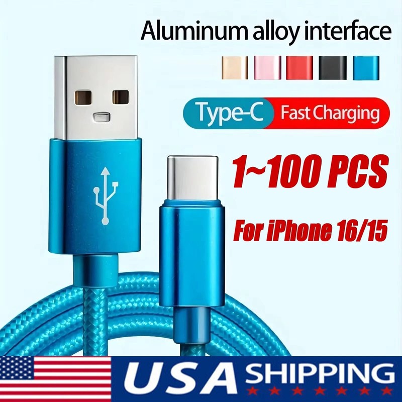3ft/1M Braided USB to Type-C Fast Charging Data SYNC Charger Cable Cord