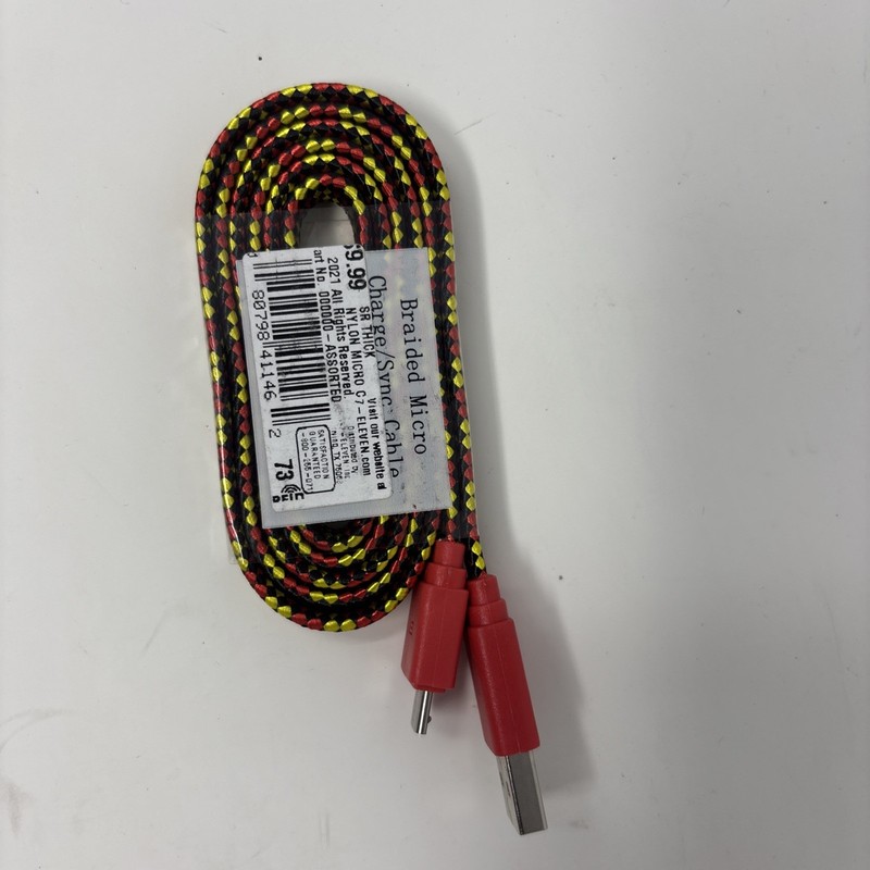 7-eleven braided micro charge/sync cable 38inches Nylon Red/yellow