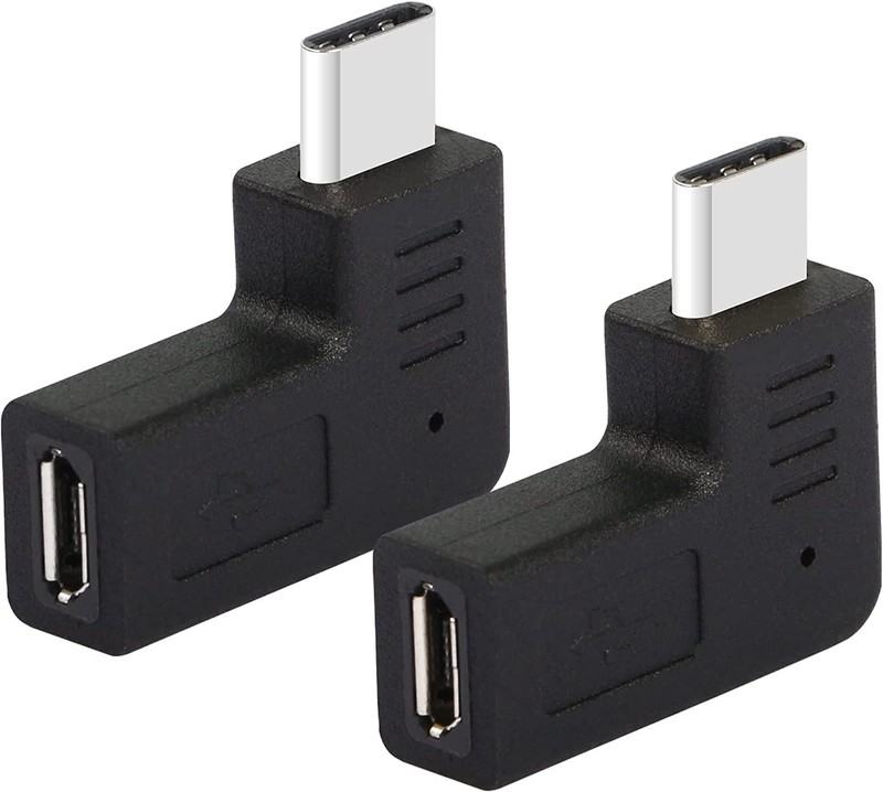 GELRHONR Right Angle USB C to Micro Adapter, 90 Degree Type C Male Black