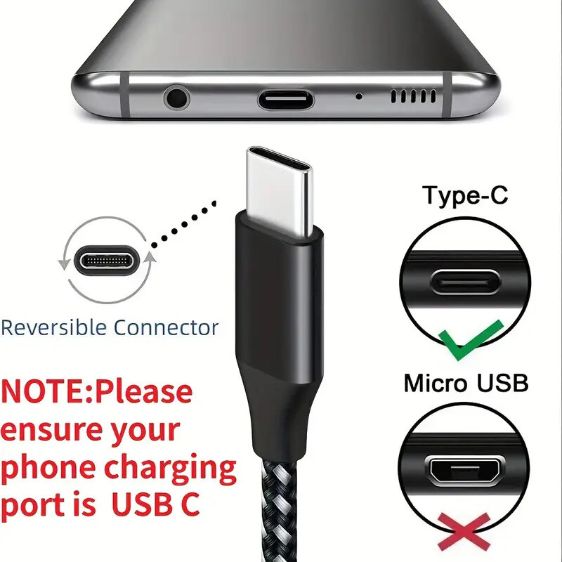 Braided USB C Type-C Fast Charging Data SYNC Charger Cable Cord 3/6/10FT Lot gallery