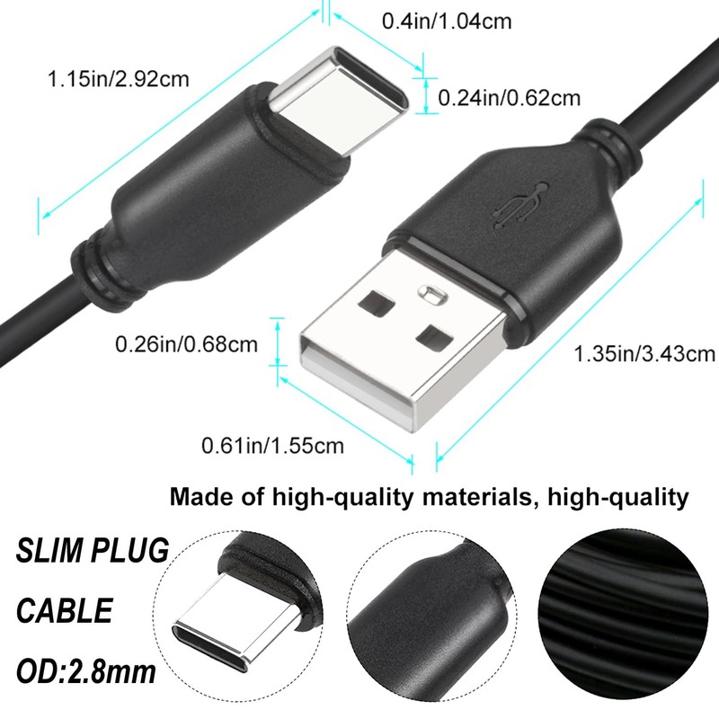 50ft USB2.0 Slim USB C to USB A Cable, Black, 2.8mm, Supports Data Transfer u... gallery