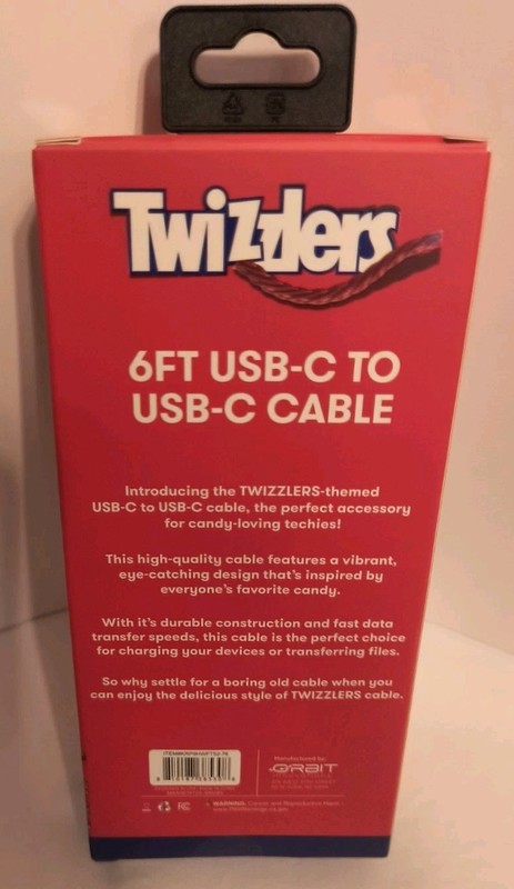 Twizzlers Candy Novelty Themed 6 ft Phone Charger USB-C to USB-C Cable gallery