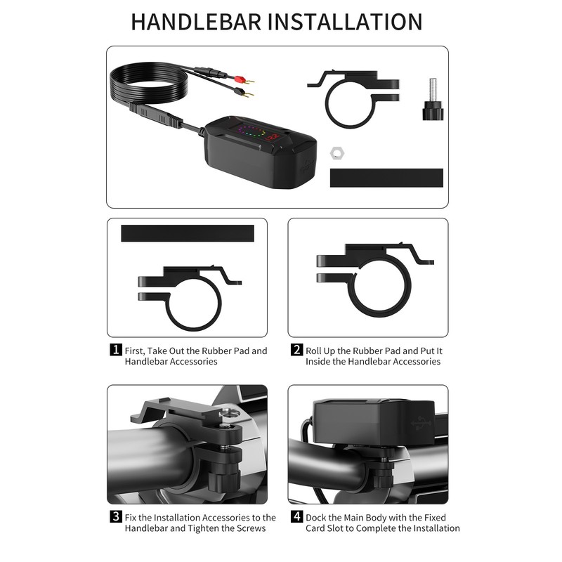 Motorcycle Charger USB Fast Charging Type-C Retractable 30W Flash Charge Cable gallery