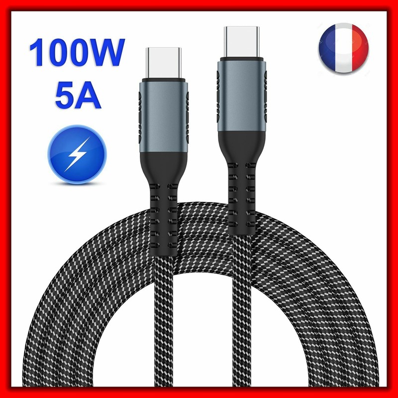 USB C TO USB C Type C 100W 5A Cable For One Plus 6/Samsung S9/S9+/S8/Note8