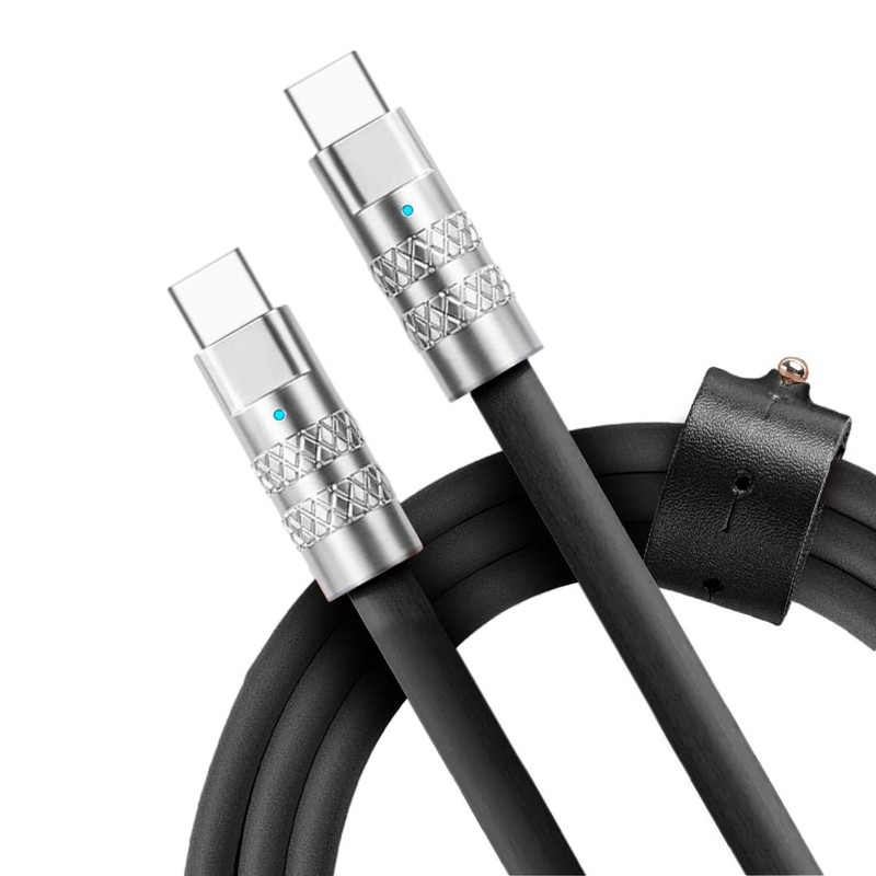 6FT/2M Black TsumoCharge USB C to USB C Cable 100W Fast Charging Silicone