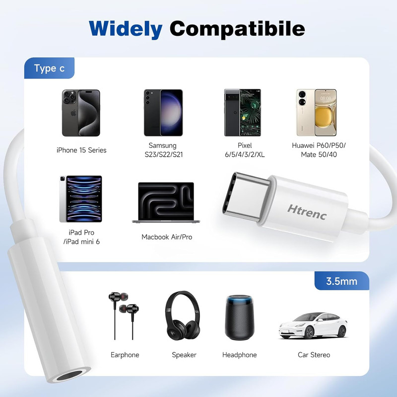 USB C to 3.5Mm Headphone Jack Adapter for Iphone17/ Iphone 16/16 Pro/15/15 Pro/P gallery