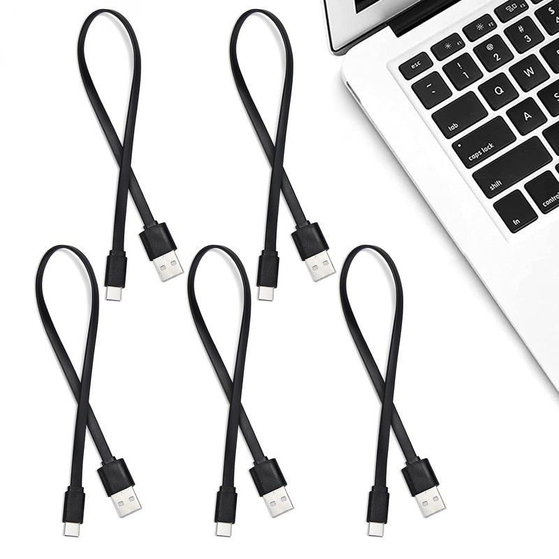 6-Inch USB C Cable Flat - Fast Charging & Data Transfer (5-Pack, Black) gallery