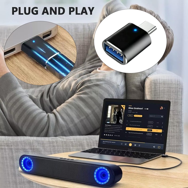 LED USB-C 3.1 Male to USBA Female Adapter Converter OTG Type C For Android Phone gallery