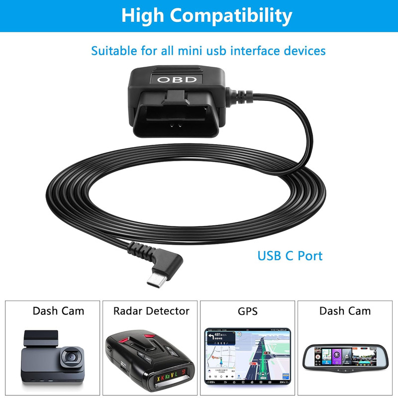 OBD Power Cable for Dash Camera OBD2 to Type C Adapter Hardwire Charger Cable 24 gallery